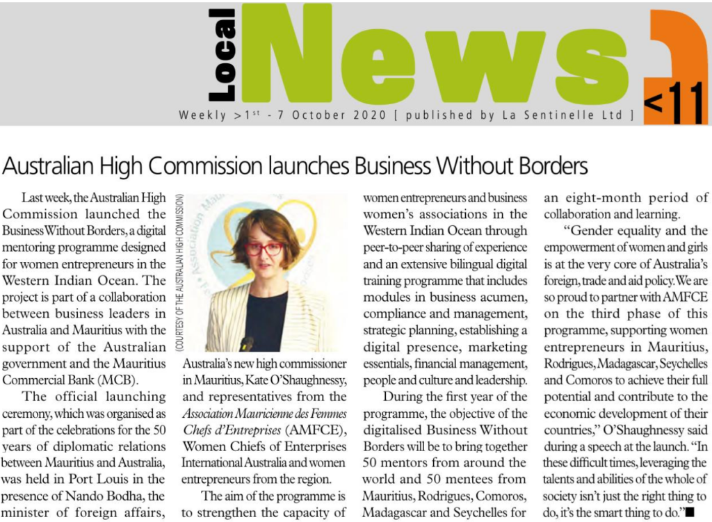 Australian High Commission launches Business Without Borders